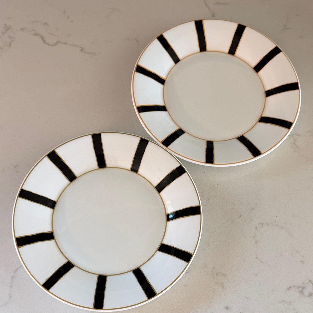 Bone porcelain dessert plate set (2) Giminiano Cozzi Venezia 1765